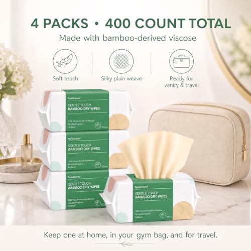 PoeticEHome Unscented Disposable Face Towels - 400 Soft Cleansing Wipes