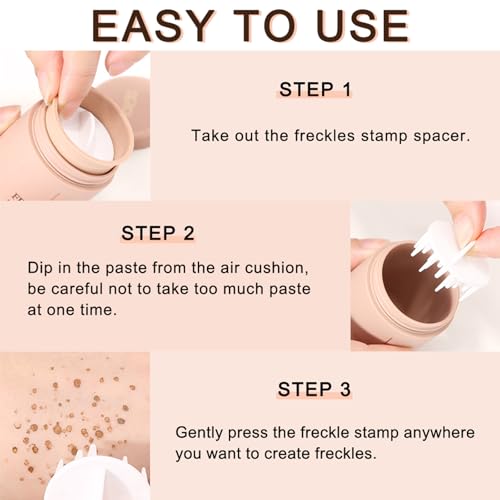 Erinde Upgrade Liquid Freckle Pen, Fake Freckles Stamp Air Cushion, Long Lasting Waterproof Quick Dry Lifelike Magic Freckles Stamp Marker for Natural Sunkissed Makeup, 01 Saddle Brown