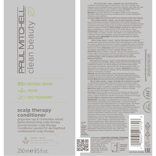 Paul Mitchell Clean Beauty Scalp Therapy Conditioner, Gently Conditions + Cools All Hair Types, Especially Dry, Oily + Sensitive Scalps