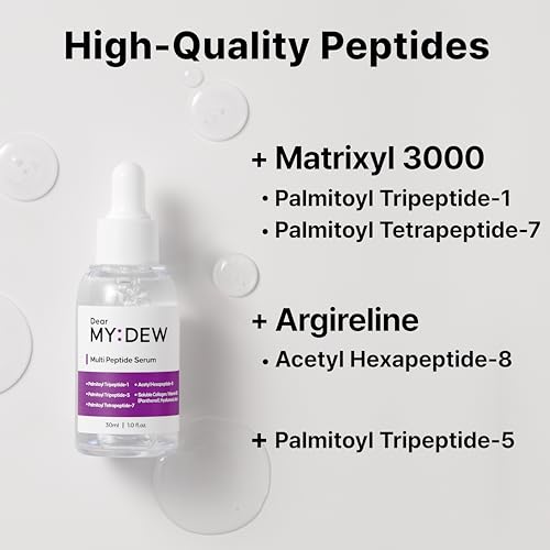 Multi Peptide Complex Serum, Matrixyl 3000, Argireline, Vegan Collagen, Niacinamide, Hyaluronic Acid for Anti-Aging, Anti-Wrinkles, Collagen Boost for Elasticity, Korean Skincare, 1Fl Oz