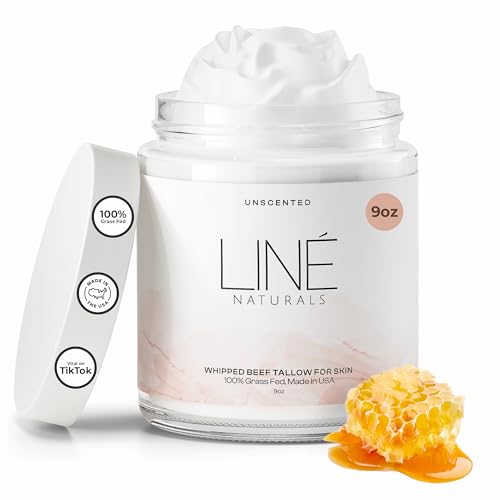 Whipped Organic Grass-Fed Beef Tallow for Skin - 100% Pure, Non-Greasy, Natural Beef Tallow Moisturizer for Face and Body. Honey Beef Tallow Balm ? Soothes Sensitive Skin, Absorbs Quickly