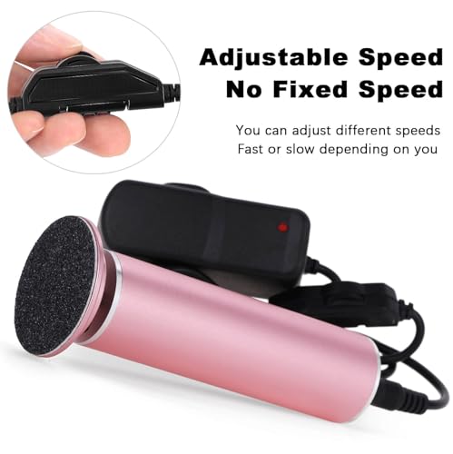 Electric Foot Callus Remover Pink with 60 Sanding Discs - Adjustable Speed, No Battery