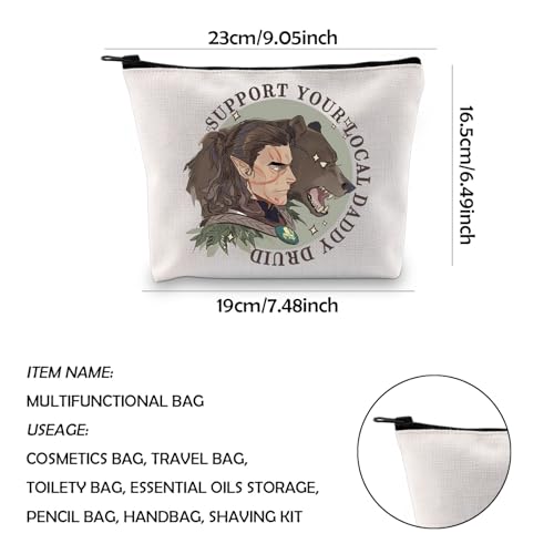 WCGXKO Video Game Lover Gift BG3 Merch Game Zipper Pouch Makeup Ba For BG3 Gamer (DADDY DRUID)