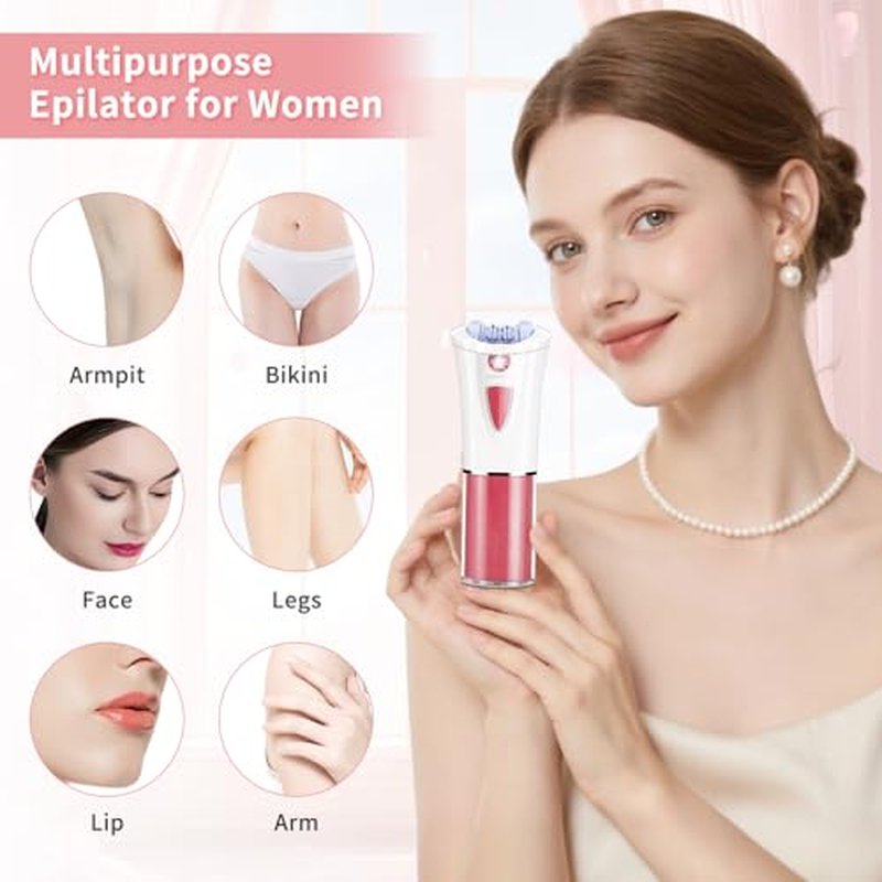 2026 Upgraded Facial Epilator for Women, Cordless Electric Tweezers Hair Removal Device with LED Light, Precise & Painless Face Epilator Hair Remover for Face/Lip/Arms/Legs/Bikini Line, Smooth Glide
