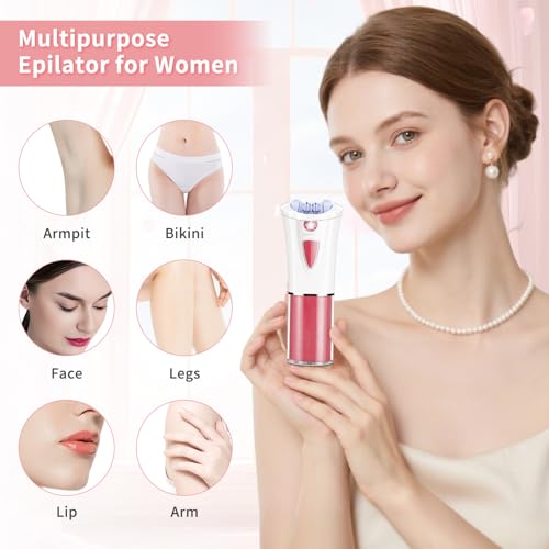 Epilator for Women, 2026 New Smooth Glide Facial Epilator with LED Light, 2 Speeds, 36 Tweezers, Cordless Electric Epilators for Women Face/Arms/Legs/Underarms/Bikini