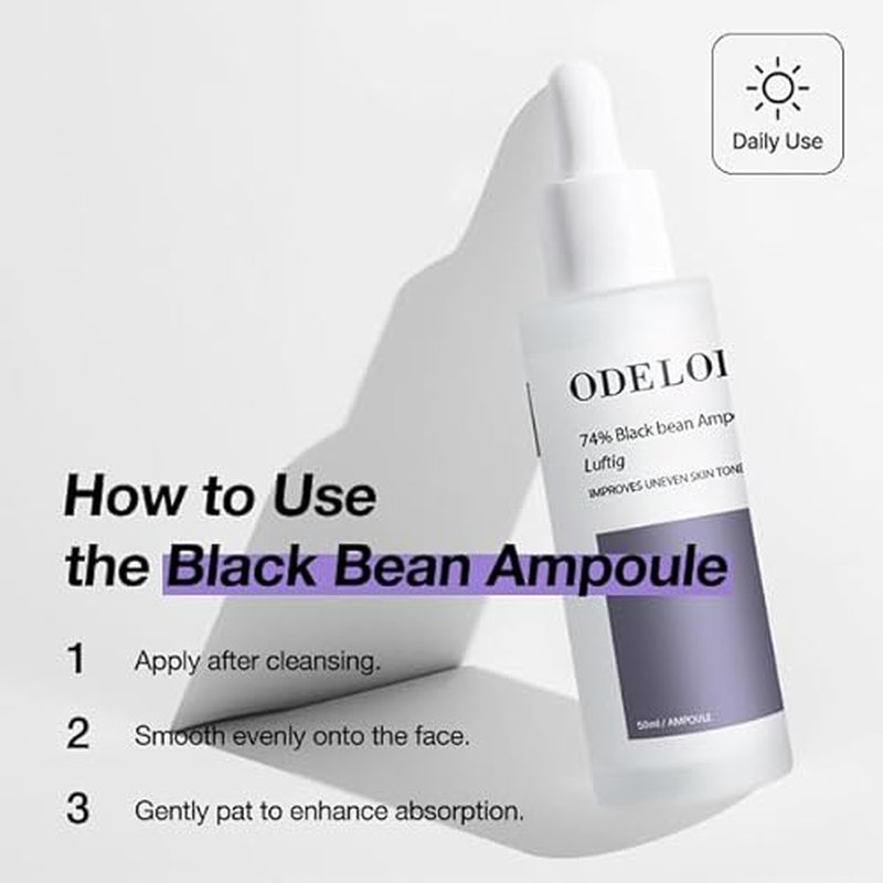 Black bean 74% Ampoule Luftig 1.69 fl.oz / 50ml, Skin Calm Ampoule with Skin Vitalizing, for Sensitive and Combination Skin, Mild Ampoule for Face, Korean Skin Care