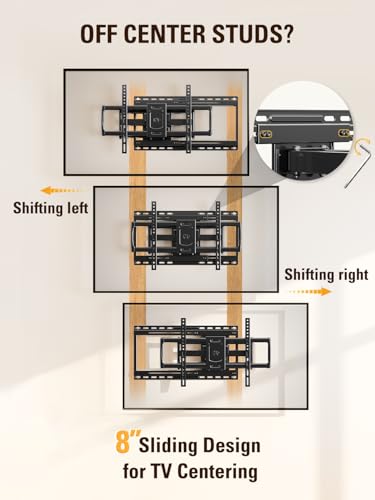 Mounting Dream Sliding Full Motion TV Wall Mount for 42-86 Inch TVs, Max 132lbs, Includes Sliding & Tilt Features
