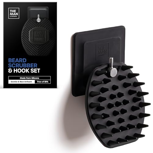 Beard Scrubber with Hook - Silicone Facial Hair Cleansing & Exfoliating Brush for Men