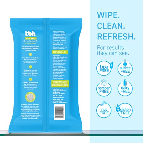 TBH Kids XL Wipes for Kids and Teens ?Extra Large Wipes, Alcohol Free Disposable Washcloths, Unscented Cleansing Cloths for Teen Girls & Boys ? 3 pk (60ct total)