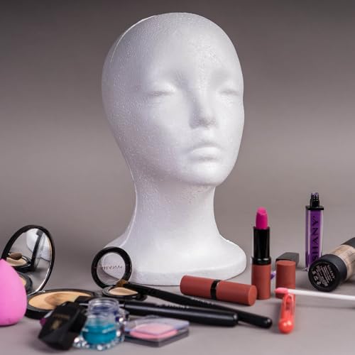 SHANY Styrofoam Model Heads ,Hat Wig Foam Mannequin Female Wig Head Stand ,Mannequin Head for wigs , Wig Holder - Round Base , 11 Inches Female Mannequin Head - 3 Pieces