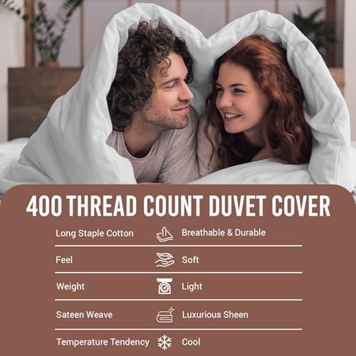 Pizuna 100% Cotton King Duvet Cover Set - White, 400 Thread Count, Hotel Quality - Variation of THIS listing