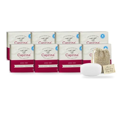 Caprina Goat Milk Soap Bar with Exfoliating Bag - 3.17 oz Pack of 24, Sensitive Skin