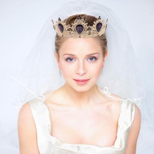 Purple Rhinestone Crown Tiara for Women - Elegant Party Headpiece