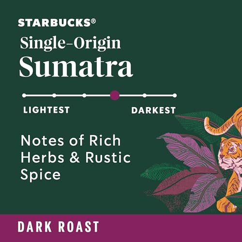 Starbucks Sumatra Single-Origin Dark Roast Ground Coffee — 6 x 12 oz Bags (Pack of 6)