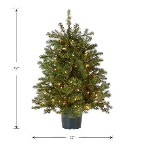 Pre-Lit Artificial Christmas Tree 3ft Hampton Spruce with Lights & Metal Base
