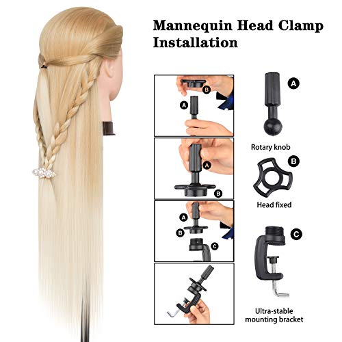 Golden Mannequin Head for Hair Styling Training 28 Inch Synthetic Hair with DIY Braiding Set