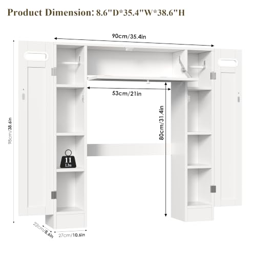 Keyluv Short Over-the-Toilet Cabinet with Doors – Low-Profile Bathroom Storage