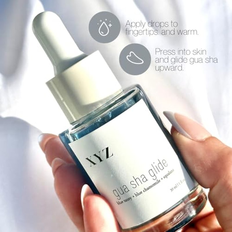 Gua Sha Glide Face Oil - Hydrating and Soothing With Azulene Blue Tansy, Blue Chamomile + Squalene | Moisturizer, Face Oil and Soothing Agent for All Skin Types - 1 fl oz (30ml)