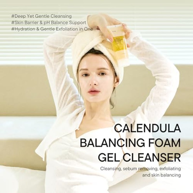 IUNIK Low pH Calendula Balancing Foam Gel Cleanser for All Skin Types ? Face Wash with Centella Asiatica & Beta Glucan ? Gentle Hydrating Mild Facial Cleanser 5.07 Fl. Oz. Korean Skincare