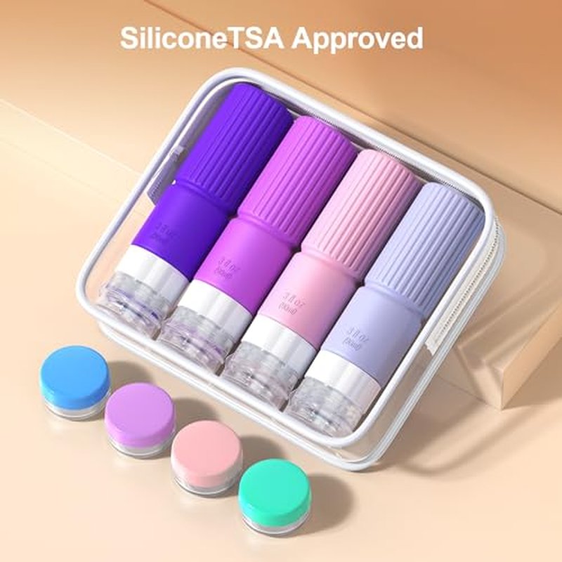 36-Pack TSA Approved Travel Bottles for Toiletries, Silicone Containers, Leak Proof Refillable Liquids Shampoo and Conditioner Essentials