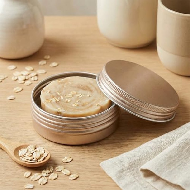 2 oz / 60ml Screw Top Aluminum Tin Jar with Screw Lid and Blank Labels - Pack of 23 (Champagne)