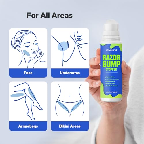 Razor Bump Stopper (3.38 Fl Oz), Ingrown Hair Treatment for Men & Women, Razor Burn Relief for Bikini Area, After Shave Lotion for Smooth, Bump-Free Skin