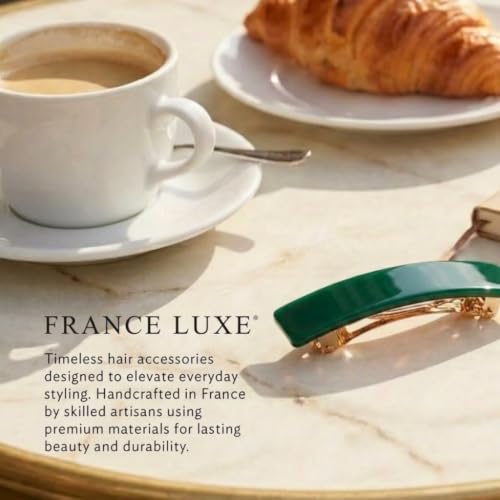 Forest Green Opale Classic Rectangle Hair Barrette - Handcrafted French Hair Clip