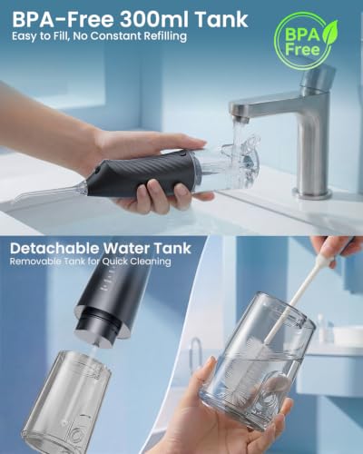 Onlyone Portable Water Flosser Black - 3 Settings, 5 Tips for Oral Care
