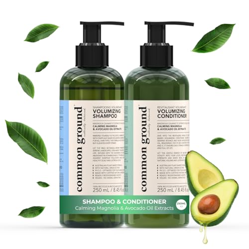 Common Ground Natural Volumizing Shampoo & Conditioner Set - 8.45 Fl Oz Pack of 2 - Lightweight Hair Care for Fine, Flat Hair