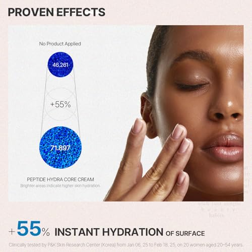 BHAB SLOWCHAGA Peptide Hydra Core Cream with Peptides Collagen Niacinamide Hyaluronic Acid Ceramide Panthenol - Barrier Repair Moisturizer for Dry Sensitive Skin, Korean Skin Care 2.7 fl oz (80 ml)