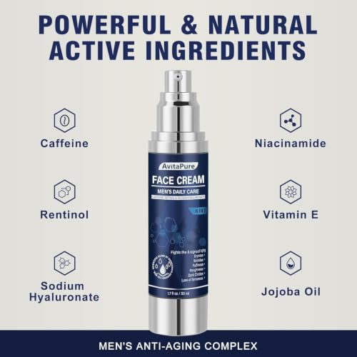 Men's 6-in-1 Face Cream - Hydrating, Anti-Aging & Soothing - 1.7 Fl Oz Pack of 3