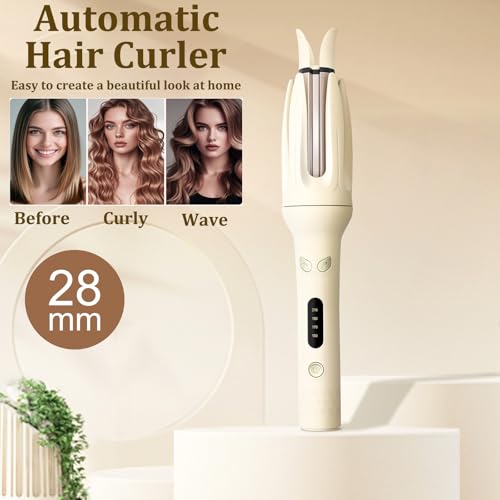 iFCOW Automatic Hair Curler - Cream Yellow, 4 Adjustable Temps, Fast Heating