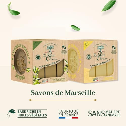 Natural Olive Oil Marseille Soap Bars - Gentle, Paraben-Free, Cruelty-Free, Made in France