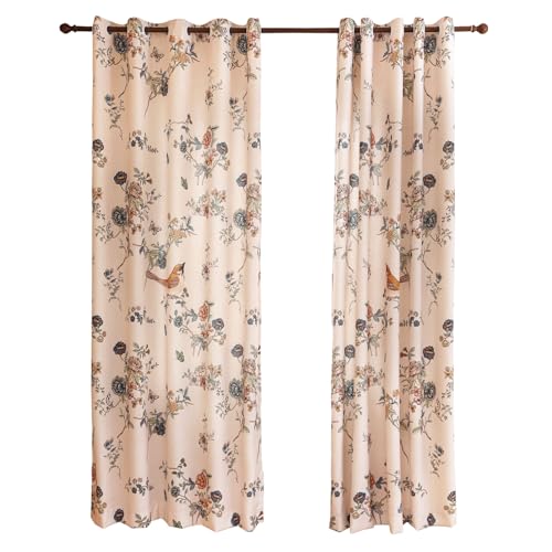 Cornucopi Linen Printed Curtains Set - 2 Panels 65x63 Inches for Elegant Windows
