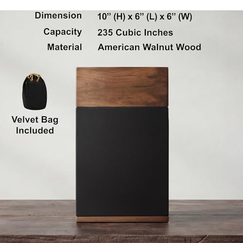 Wooden Cremation Urn for Adults - Handcrafted Walnut Ashes Keepsake