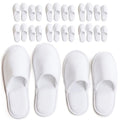 Modlux Spa Slippers, 12 Pairs Cotton Velvet Closed Toe Disposable Slippers for Guests, Bathroom, Bedroom, Hotel, House, Bride, Travel and Shoeless Home (6 Large 6 Medium) White