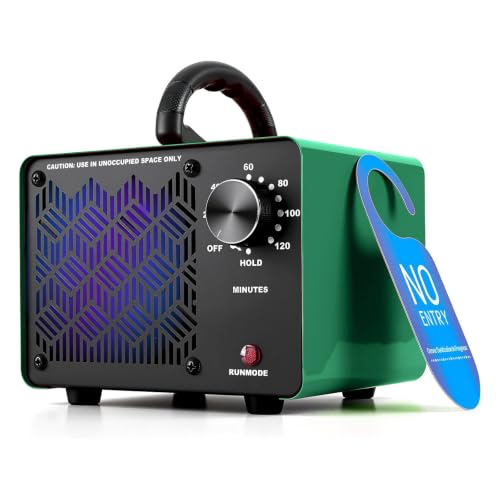 Dual-Fan Ozone Air Purifier and Odor Eliminator - 198,000mg/h, Green