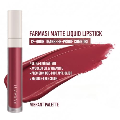 FARMASi Wild Rose Matte Liquid Lipstick - High-Impact, Lightweight, Long-Lasting