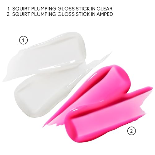 Lip Gloss Duo - Clear & Pink Plumping Lipstick Set, Hydrating & Glossy
