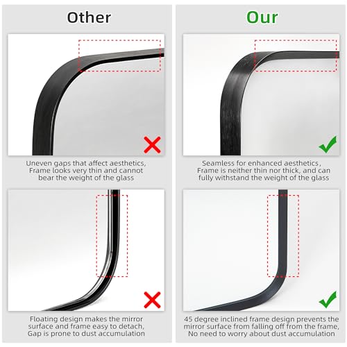 Rectangle Bathroom Mirror 36"L x 30"W Black Framed Vanity Mirror - Matte Black Variation