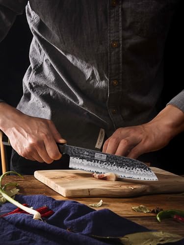 HOSHANHO 7-Inch Japanese Santoku Knife - High Carbon Steel Kitchen Chef Knife