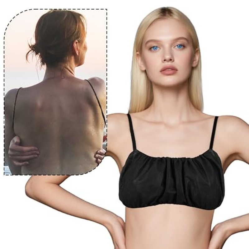 100Pcs Disposable Nonwoven Bras for Women, Black Bra for Travel, Disposable Underwear for Sunless Spray Tan Spa Salon Top Garment, Towel Bra