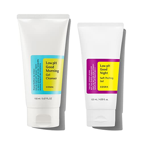 COSRX Low pH Gel Cleanser & Gentle Peeling Gel Skincare Set for Sensitive Skin