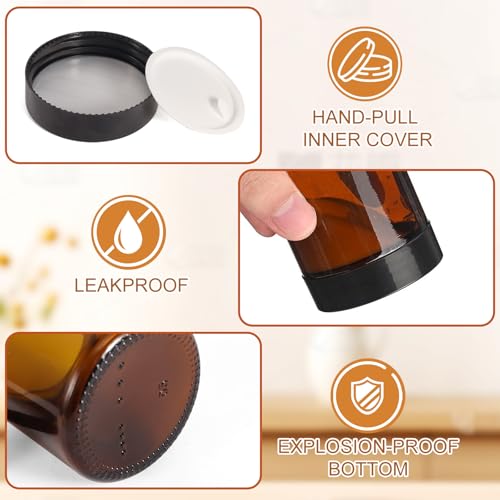 48 Pack 4oz Amber Glass Jars with Lids, Airtight Containers with Liners Lid for Cosmetics, Travel, Lotions Powder, Onitments Candle Making, DIY | Leak-Proof, Reusable (4OZ)