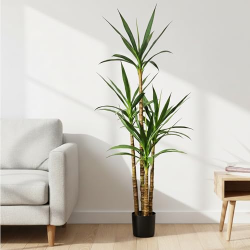 6Ft Faux Agave Tree with 4 Stems, Tall Artificial Plant in Plastic Pot for Home Office Decor