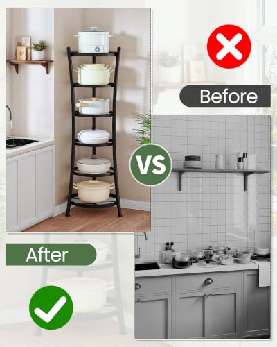 6-Tier Freestanding Pot Rack Organizer with Metal Frame and Anti-Tip Feet