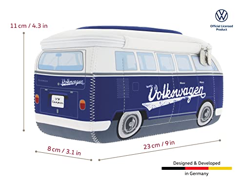 BRISA VW T1 Bus Camper Small Toiletry Cosmetic Bag - Dark Blue, 9.1 x 4.3 x 3.1 Inches
