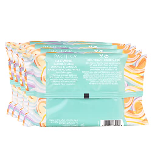 Pacifica Vegan Face Cleansing Wipes Pack of 8 - 120 Count All Skin Types
