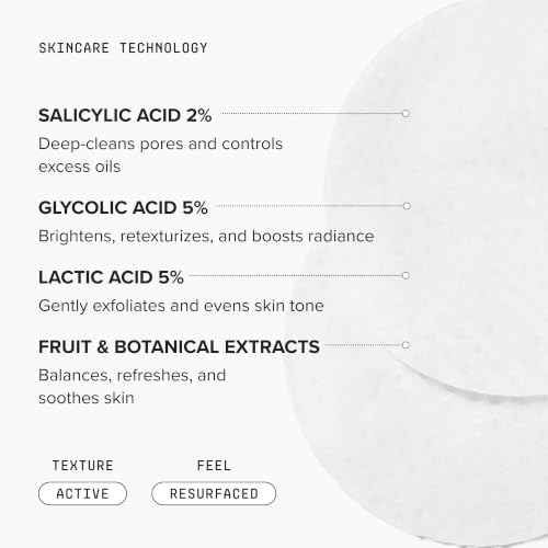 Exfoliating Face & Body Toner Pads 60 Count - AHA BHA Skin Rejuvenation