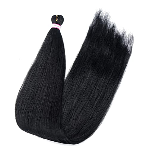 Dorsanee Pre Stretched Braiding Hair 8 Packs 42 Inch Natural Black Synthetic Extensions for Braids & Twists - Hot Water Set Yaki Straight